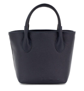 luscious scarves Handbag & Wallet Accessories Navy Blue Genuine Italian Leather Grab Bag / Small Tote.
