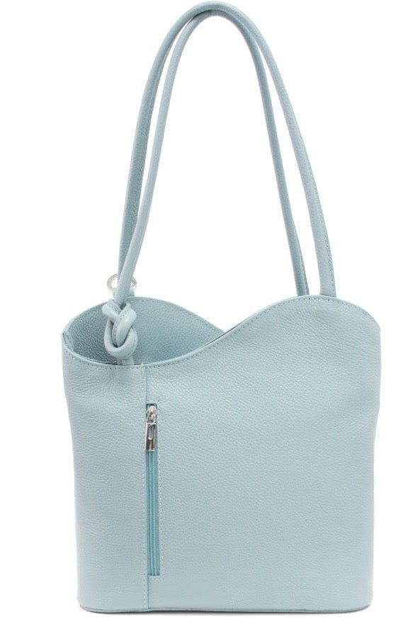 luscious scarves Handbag & Wallet Accessories Pale Blue Genuine Italian Leather Convertible Handbag / Backpack