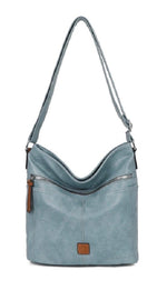 Load image into Gallery viewer, luscious scarves Handbag &amp; Wallet Accessories Pale Blue Multi Pocket Bucket Shoulder Bag, Faux Leather
