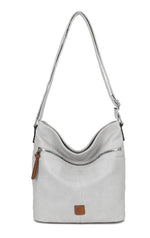 Load image into Gallery viewer, luscious scarves Handbag &amp; Wallet Accessories Pale Grey Multi Pocket Bucket Shoulder Bag, Faux Leather
