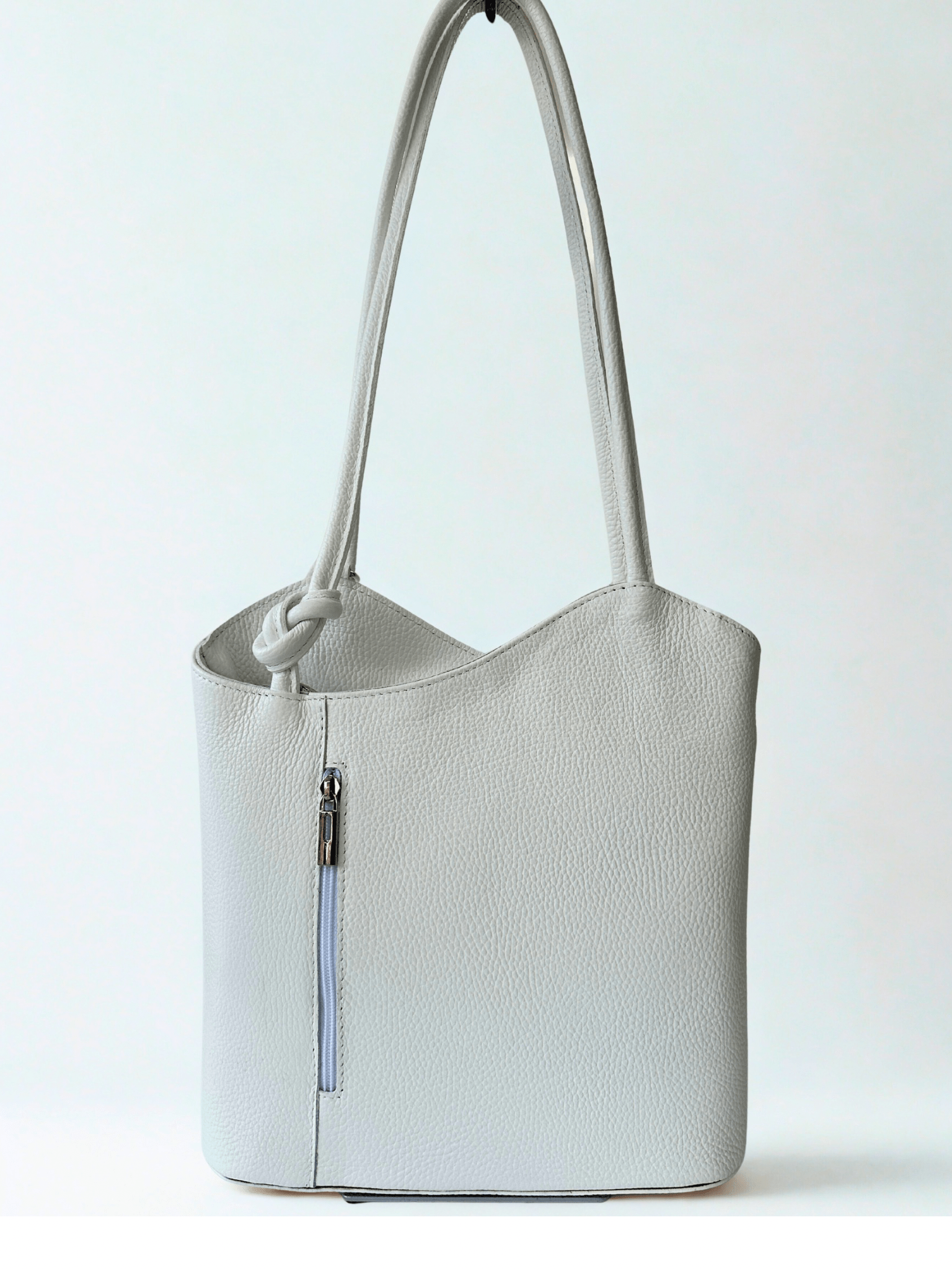 luscious scarves Handbag & Wallet Accessories White Genuine Italian Leather Convertible Handbag / Backpack