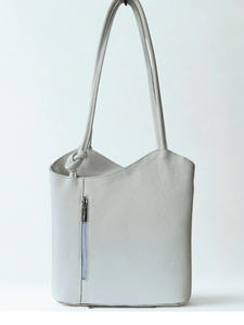 luscious scarves Handbag & Wallet Accessories White Genuine Italian Leather Convertible Handbag / Backpack