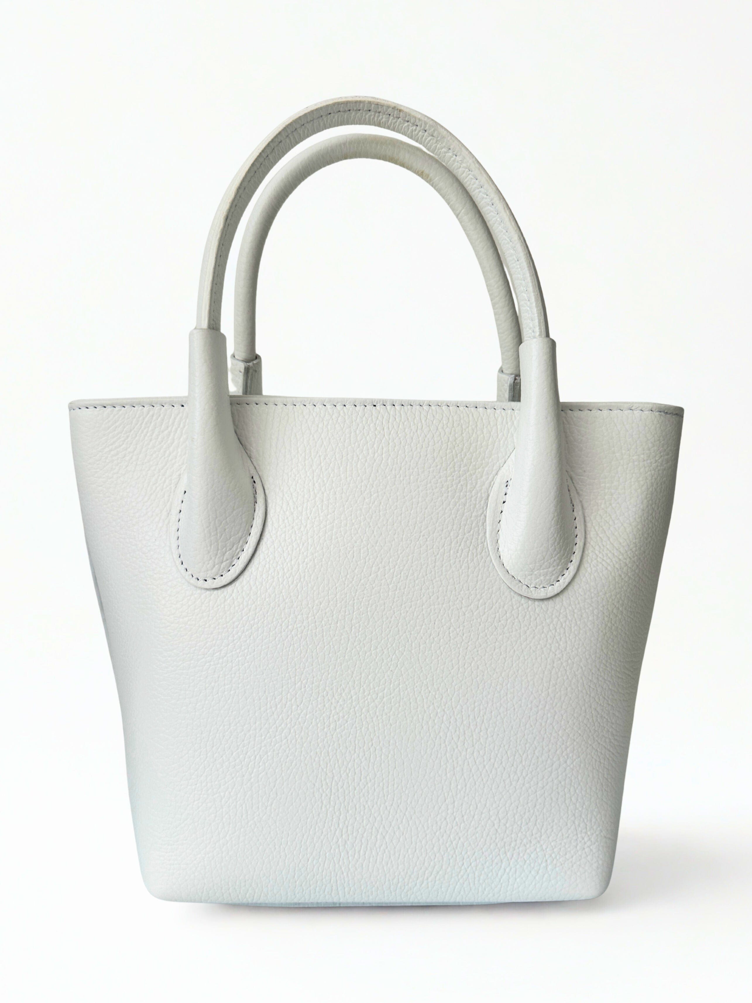 luscious scarves Handbag & Wallet Accessories White Genuine Italian Leather Grab Bag / Small Tote.