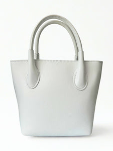 luscious scarves Handbag & Wallet Accessories White Genuine Italian Leather Grab Bag / Small Tote.