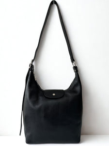 luscious scarves Handbags Black Genuine Italian Leather Shoulder Bag.