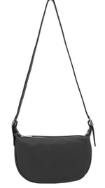 Load image into Gallery viewer, luscious scarves Handbags Black Half Moon Italian Leather Shoulder Bag.
