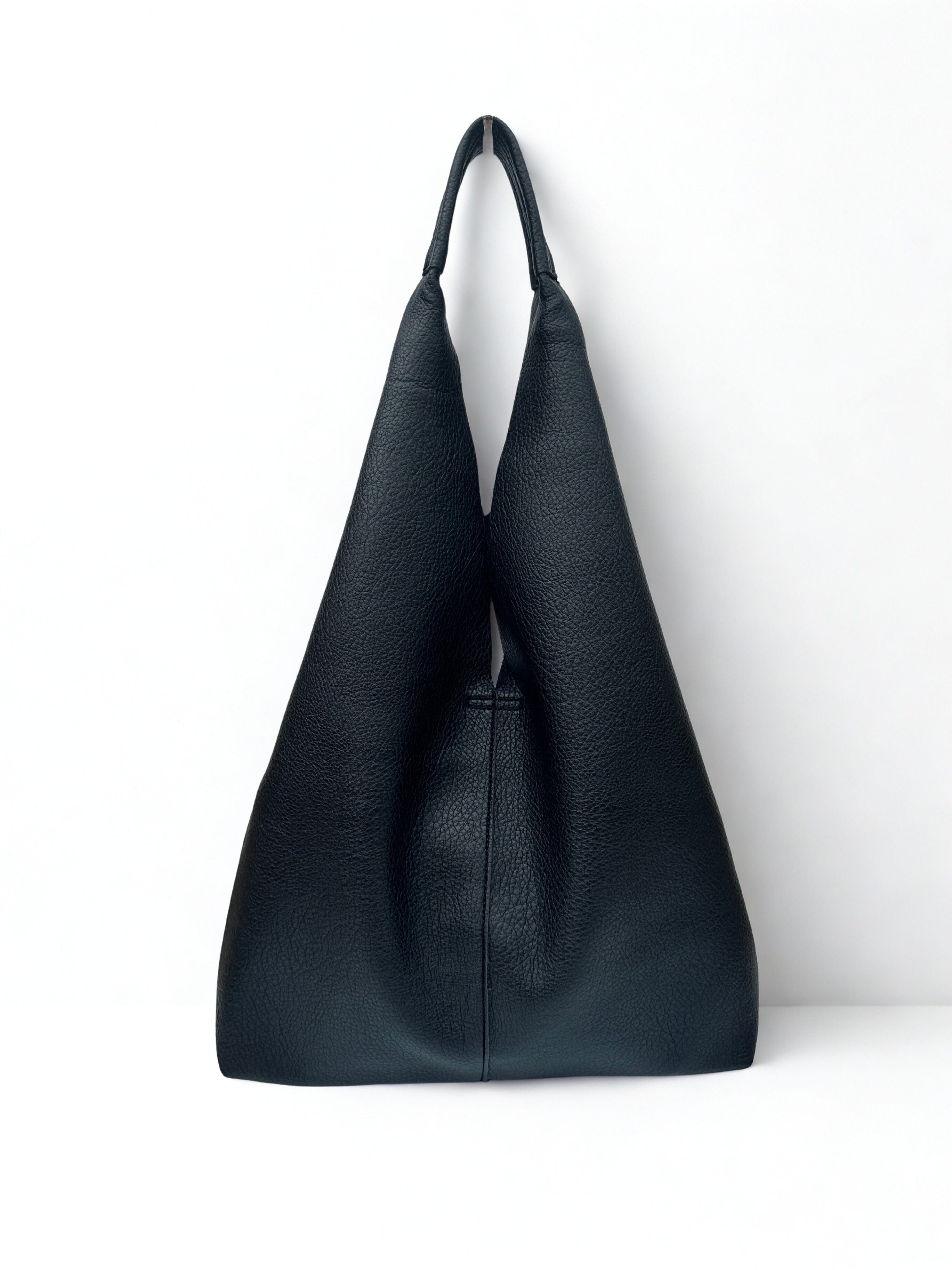 luscious scarves Handbags Black Ladies Large Slouchy Faux Leather Hobo Bag in a Bag.