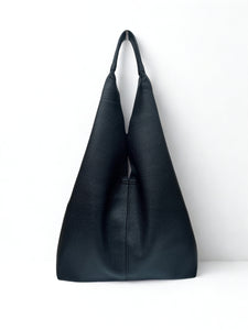 luscious scarves Handbags Black Ladies Large Slouchy Faux Leather Hobo Bag in a Bag.