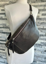 Load image into Gallery viewer, luscious scarves Handbags Chocolate Brown Italian Leather Sling Bag / Chest Bag
