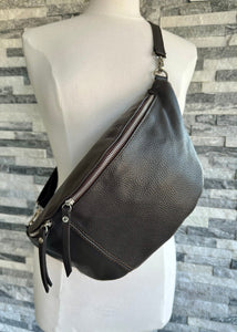 luscious scarves Handbags Chocolate Brown Italian Leather Sling Bag / Chest Bag