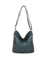 Load image into Gallery viewer, luscious scarves Handbags Dark Denim Blue Faux Leather Crossbody/Shoulder Bucket Bag , Multi Compartment. b9058
