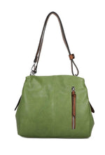 Load image into Gallery viewer, luscious scarves Handbags Green Double Compartment Handbag / Shoulder Bag with Adjustable Strap
