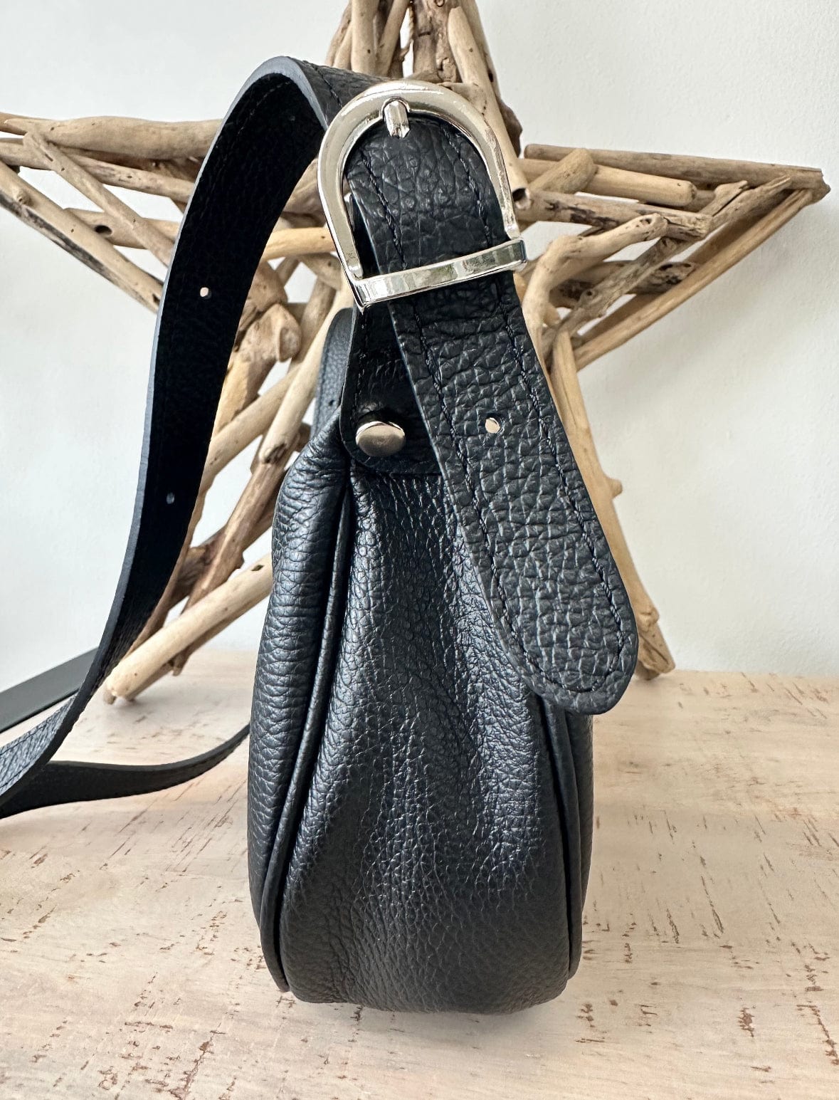 luscious scarves Handbags Half Moon Italian Leather Shoulder Bag.