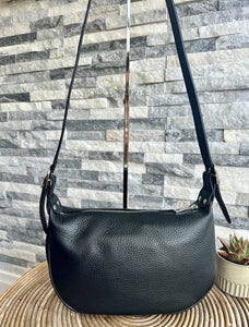 luscious scarves Handbags Half Moon Italian Leather Shoulder Bag.