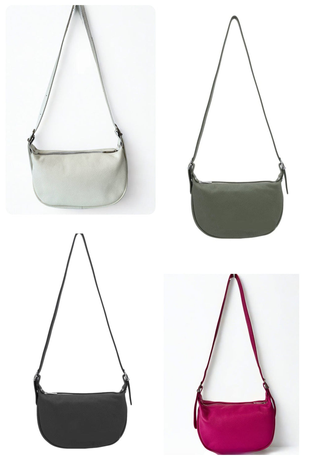 luscious scarves Handbags Half Moon Italian Leather Shoulder Bag.