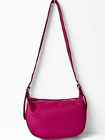 Load image into Gallery viewer, luscious scarves Handbags Hot pink Half Moon Italian Leather Shoulder Bag.
