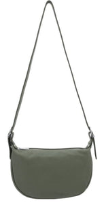 luscious scarves Handbags Khaki Green Half Moon Italian Leather Shoulder Bag.