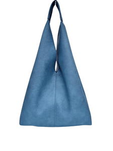 luscious scarves Handbags Mid Blue Ladies Large Slouchy Faux Leather Hobo Shoulder Bag.