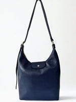Load image into Gallery viewer, luscious scarves Handbags Navy Blue Genuine Italian Leather Shoulder Bag.
