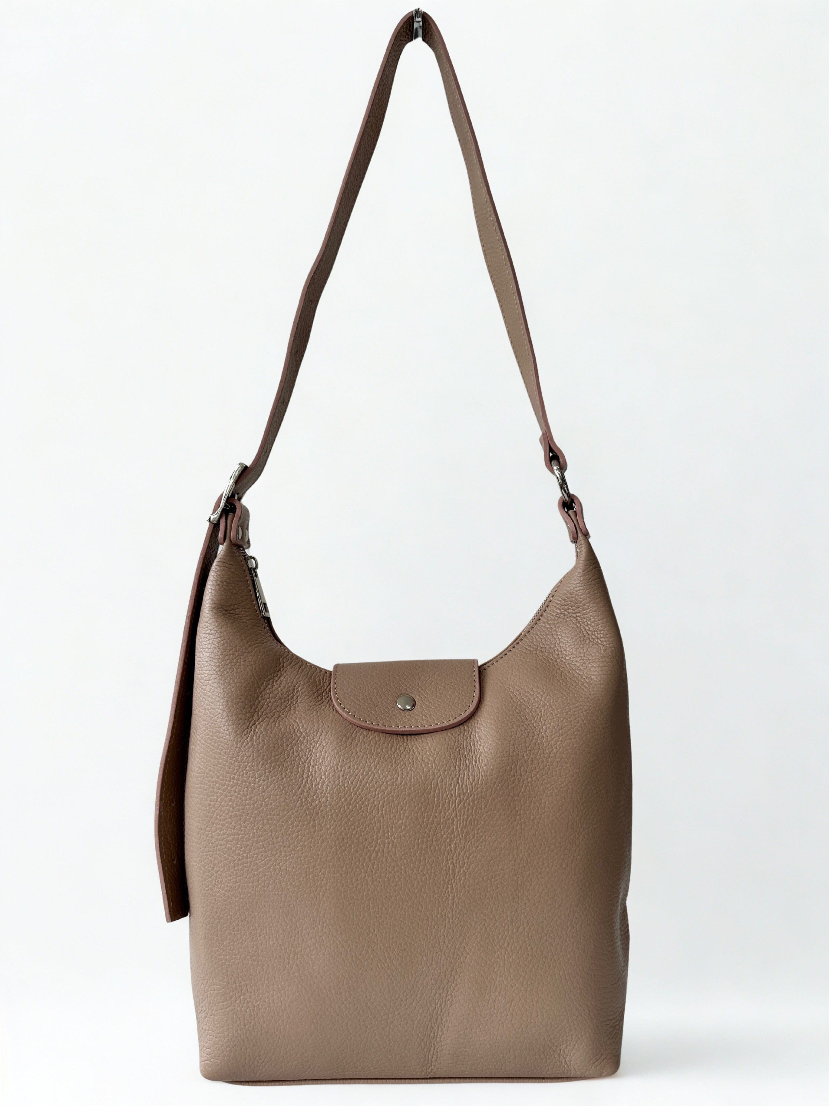 luscious scarves Handbags Nude Pink Genuine Italian Leather Shoulder Bag.