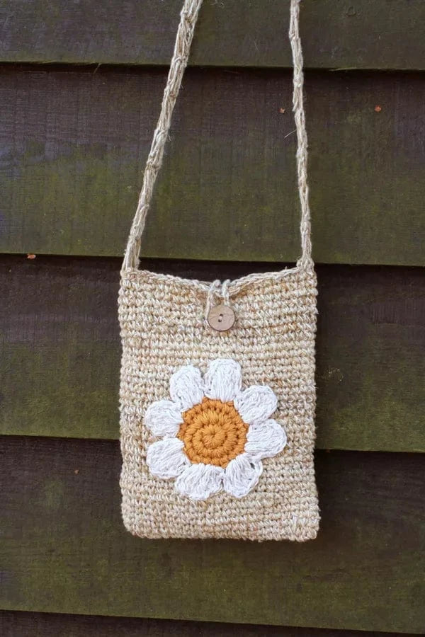 luscious scarves Handbags Pachamama Hemp/Cotton Cross Body Bag Daisy Flower, Fair Trade, Handmade.