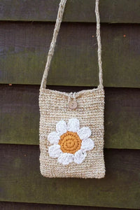 luscious scarves Handbags Pachamama Hemp/Cotton Cross Body Bag Daisy Flower, Fair Trade, Handmade.