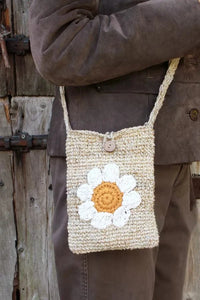 luscious scarves Handbags Pachamama Hemp/Cotton Cross Body Bag Daisy Flower, Fair Trade, Handmade.