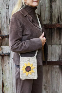 luscious scarves Handbags Pachamama Hemp/Cotton Cross Body Bag Sunflower , Handmade, Fair Trade.
