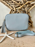 Load image into Gallery viewer, luscious scarves Handbags Pale Blue Italian Leather Crossbody Camera Bag
