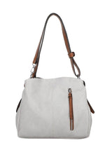 Load image into Gallery viewer, luscious scarves Handbags Pale Grey Double Compartment Handbag / Shoulder Bag with Adjustable Strap
