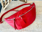 Load image into Gallery viewer, luscious scarves Handbags Rich Red Italian Leather Sling Bag / Chest Bag
