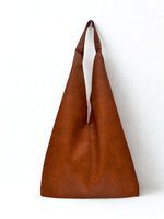 Load image into Gallery viewer, luscious scarves Handbags Tan brown Ladies Large Slouchy Faux Leather Hobo Shoulder Bag.
