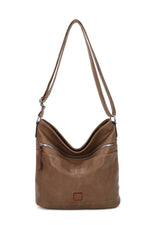 Load image into Gallery viewer, luscious scarves Handbags Taupe Faux Leather Crossbody/Shoulder Bucket Bag , Multi Compartment. b9058
