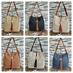 Load image into Gallery viewer, luscious scarves Handbags Woven Shoulder Bag with Tassel and Bead .
