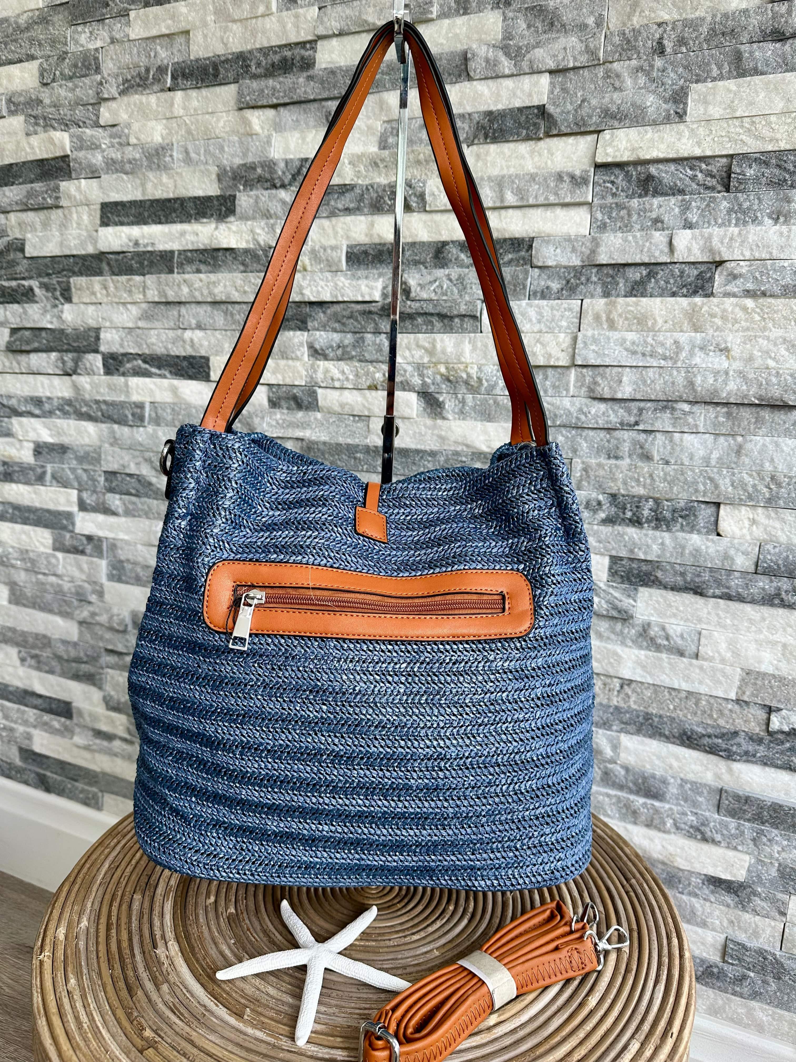 luscious scarves Handbags Woven Shoulder Bag with Tassel and Bead .