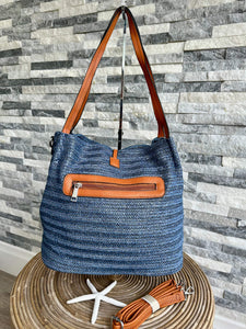 luscious scarves Handbags Woven Shoulder Bag with Tassel and Bead .