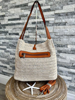 Load image into Gallery viewer, luscious scarves Handbags Woven Shoulder Bag with Tassel and Bead .
