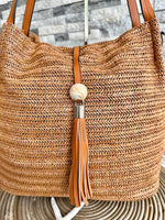 Load image into Gallery viewer, luscious scarves Handbags Woven Shoulder Bag with Tassel and Bead .
