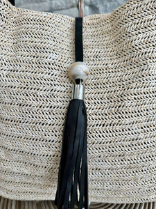 luscious scarves Handbags Woven Shoulder Bag with Tassel and Bead .