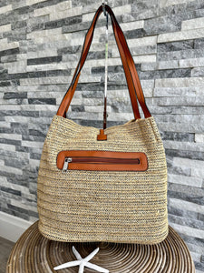 luscious scarves Handbags Woven Shoulder Bag with Tassel and Bead .