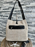 Load image into Gallery viewer, luscious scarves Handbags Woven Shoulder Bag with Tassel and Bead .
