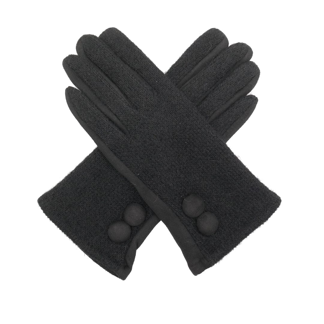 luscious scarves Hat scarf gloves Miss Sparrow Ladies Black Dress Gloves with a Side Button Design.
