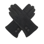 Load image into Gallery viewer, luscious scarves Hat scarf gloves Miss Sparrow Ladies Black Dress Gloves with a Side Button Design.
