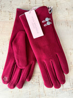 Load image into Gallery viewer, luscious scarves Hat scarf gloves Miss Sparrow Ladies Deep Red Smart Gloves with Button Detailing.
