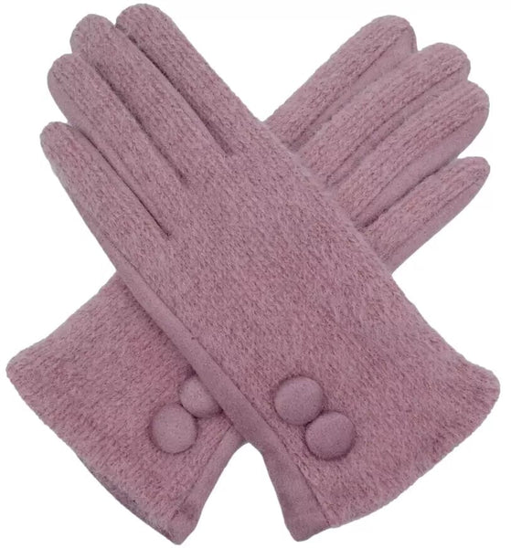 Miss Sparrow Ladies Mauve Dress Gloves with a Side Button Design