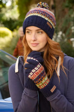 Load image into Gallery viewer, luscious scarves Hats Pachamama Colorado Roll Back Bobble Beanie , Womens Handmade, Fairtrade.
