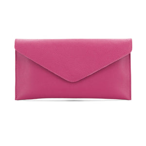 luscious scarves Hot Pink Genuine Italian Leather Envelope Clutch Bag , 10 Colours Available