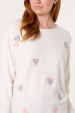 Load image into Gallery viewer, luscious scarves JUMPER Flocked Heart Knit Jumper in Cream
