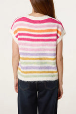 Load image into Gallery viewer, luscious scarves JUMPER Striped Colourful Knit Vest Cardigan / Waistcoat
