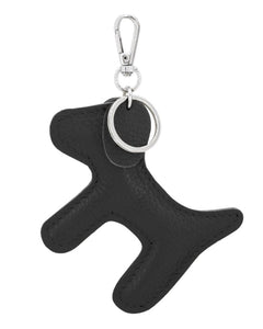 luscious scarves Keyring Black Italian Leather Dog Keyring with Floppy Ears.